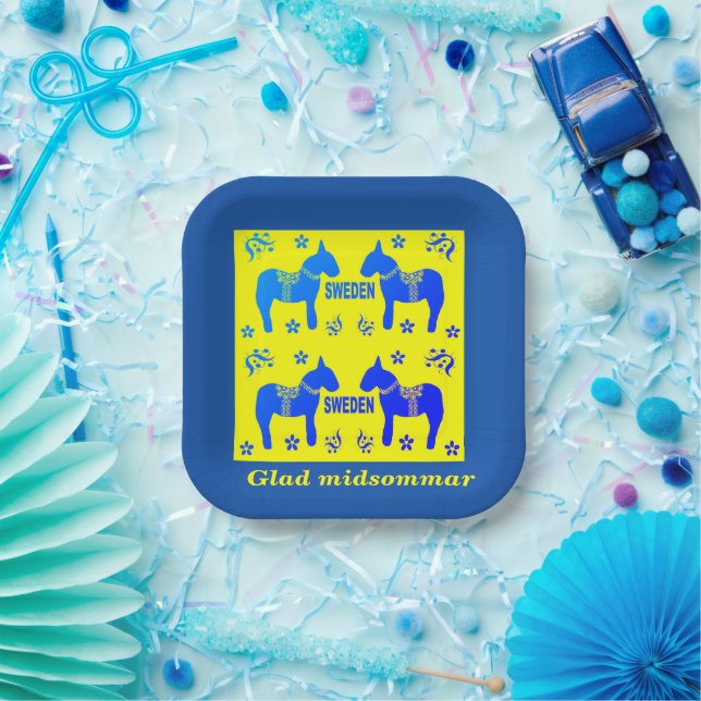 scandinavian design,Personalised Glad midsommar Paper Plate (Party)
