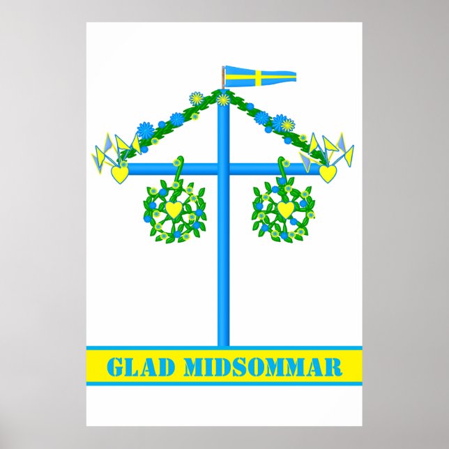scandinavian design,Personalised Glad midsommar Poster (Front)