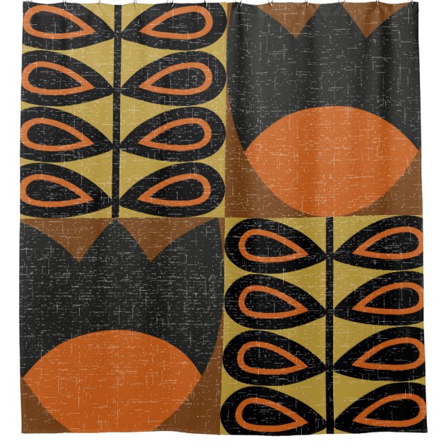 Scandinavian Design: Vintage Seamless Pattern Shower Curtain (Front)