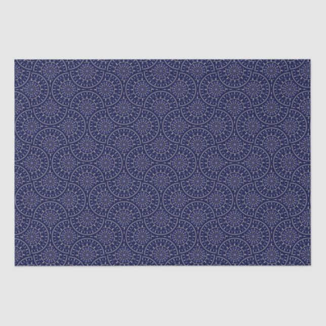 Scandinavian Ditsy Winter Navy & Gold Art Deco Tissue Paper (Front)