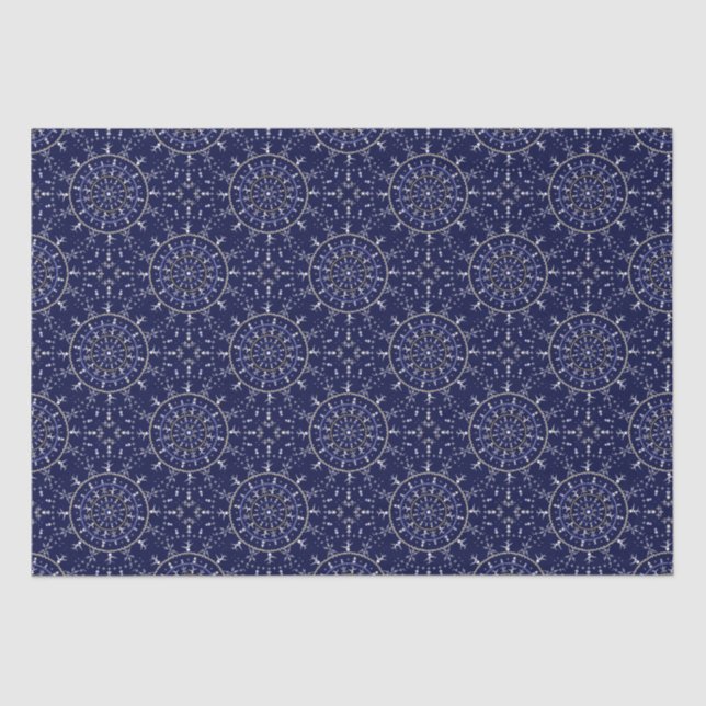 Scandinavian Ditsy Winter Navy & Gold Diamond Tile Tissue Paper (Front)