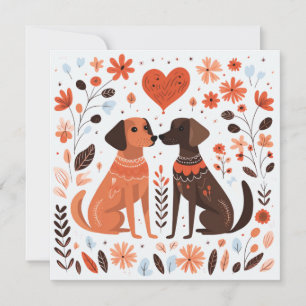 Scandinavian Dog Puppy Lover Heart Valentines Holiday Card
