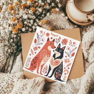 Scandinavian Dog Puppy Lover Heart Valentines Holiday Card