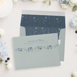 Scandinavian Dusty Blue Wedding Envelope