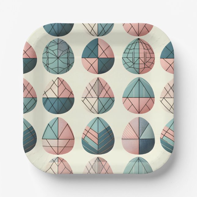 Scandinavian Easter Egg Paper Plates (Front)