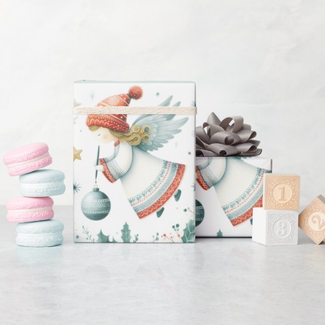 Scandinavian elegance spiritual Christmas angel Wrapping Paper (Baby Shower)