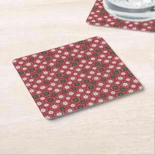 Scandinavian Fair Isle Christmas Edition 1 Square Paper Coaster