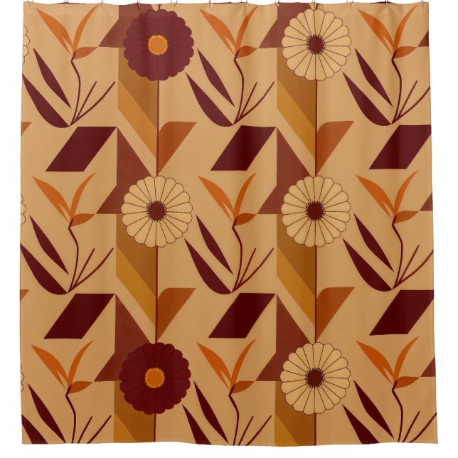 Scandinavian Fall Floral Pattern Shower Curtain (Front)