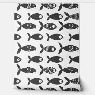 Scandinavian fish Navy Blue  Wallpaper