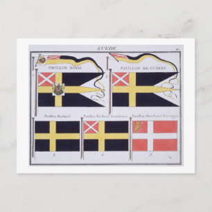 Scandinavian Flags, from a French book of Flags, c Postcard