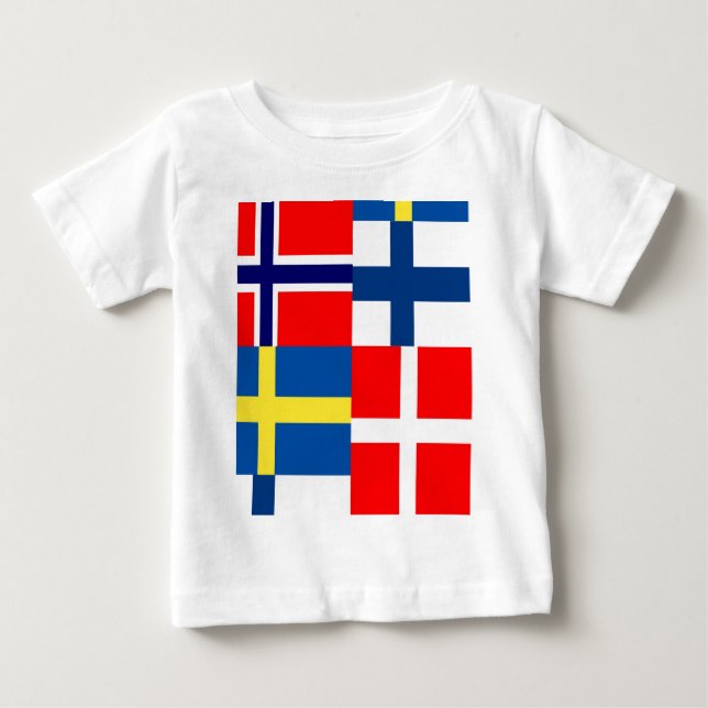 Scandinavian Flags Quartet Baby T-Shirt (Front)