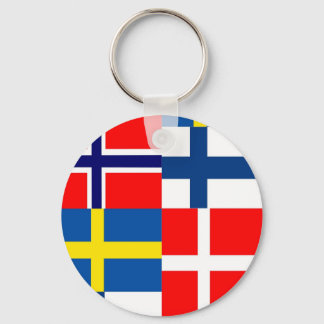 Scandinavian Flags Quartet Key Ring