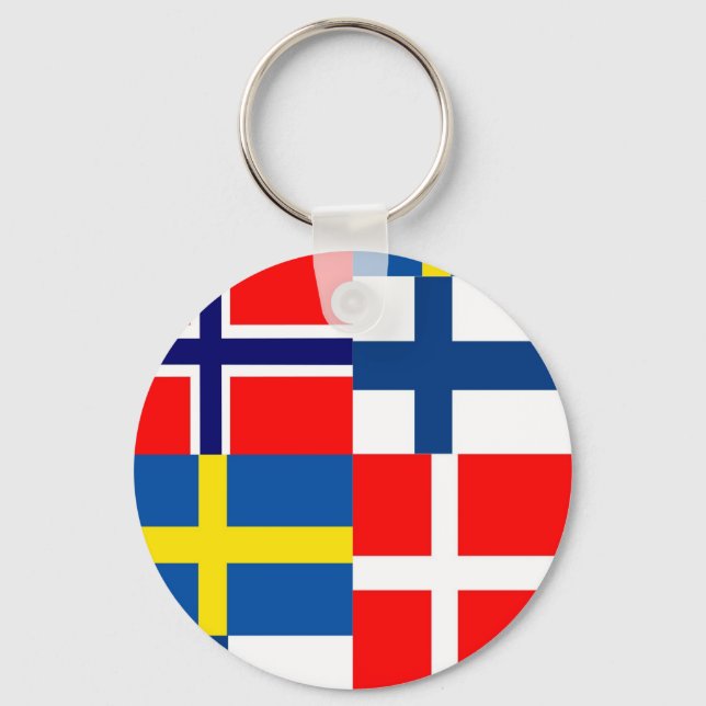 Scandinavian Flags Quartet Key Ring (Front)