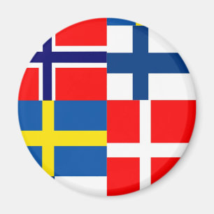 Scandinavian Flags Quartet Magnet