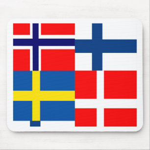 Scandinavian Flags Quartet Mouse Mat