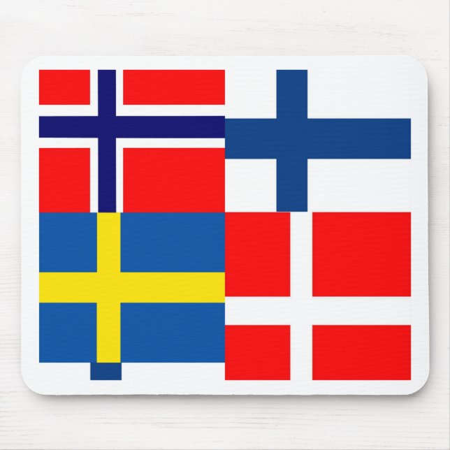 Scandinavian Flags Quartet Mouse Mat (Front)