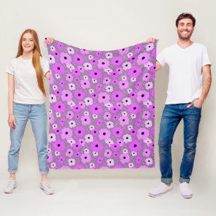 Scandinavian flat style doodle pattern purple fleece blanket