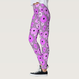Scandinavian flat style doodle pattern purple leggings