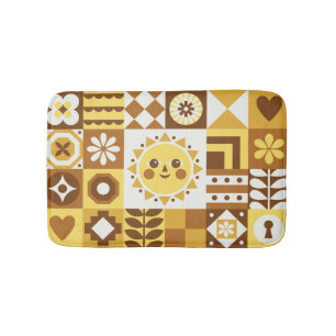 Scandinavian Floral: Abstract Vintage Card. Bath Mat