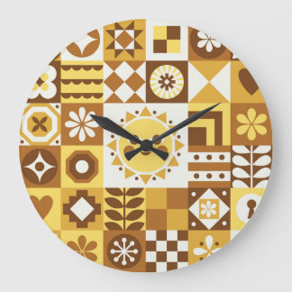 Scandinavian Floral: Abstract Vintage Card. Large Clock