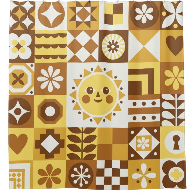 Scandinavian Floral: Abstract Vintage Card. Shower Curtain (Front)