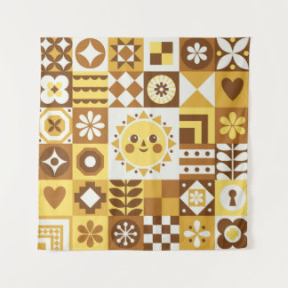 Scandinavian Floral: Abstract Vintage Card. Tapestry