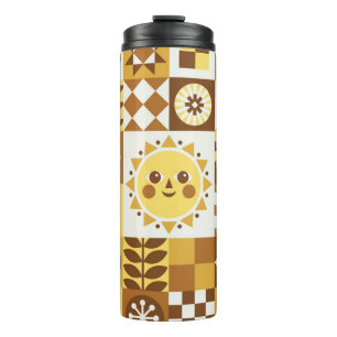 Scandinavian Floral: Abstract Vintage Card. Thermal Tumbler