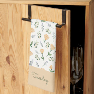 Scandinavian Floral Day of Week Tea Towel