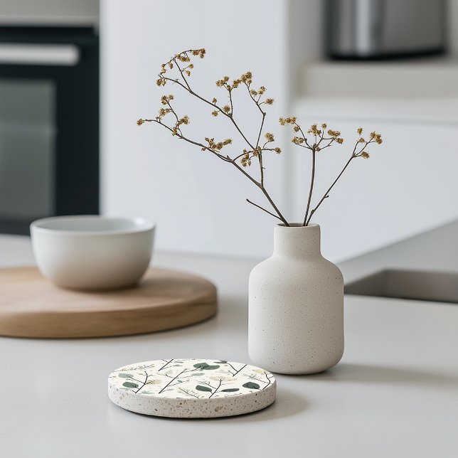 Scandinavian Floral Elegance Stone Coaster (Creator Uploaded)