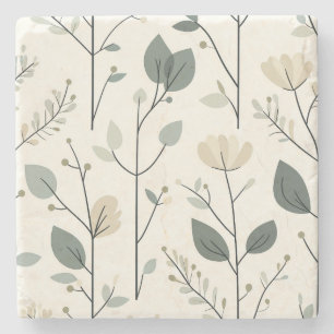 Scandinavian Floral Elegance Stone Coaster