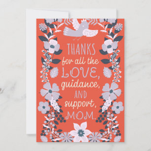 Scandinavian Floral Folk Art Bird Mother’s Day  Holiday Card