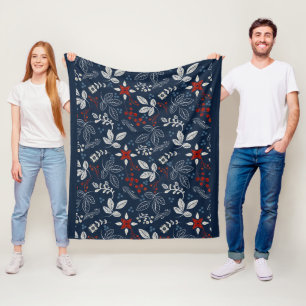 Scandinavian Floral Folk Art Seamless Pattern Fle Fleece Blanket