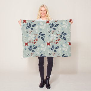 Scandinavian Floral Folk Art Seamless Pattern Fle Fleece Blanket