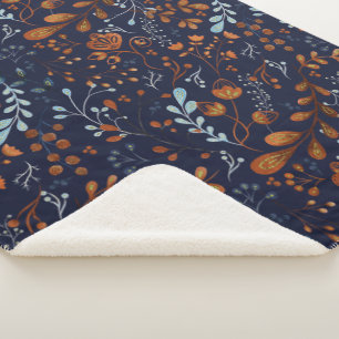 Scandinavian Floral Folk Art Seamless Pattern Sherpa Blanket
