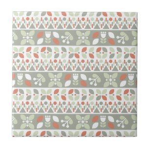  Scandinavian Floral Folk Design Pattern  Tile