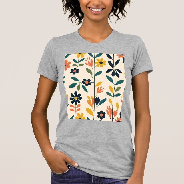 Scandinavian Floral Harmony T-Shirt (Front)
