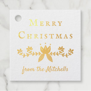 Scandinavian Floral Merry Christmas Favour Tags