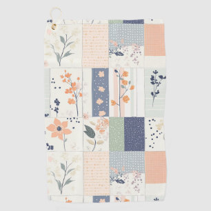 Scandinavian Floral Patchwork in Blush and Blue Golf Towel