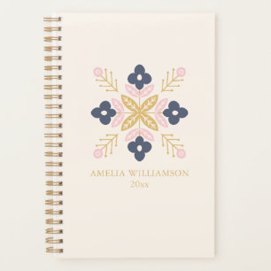 Scandinavian Floral Pattern Personalized Name Planner