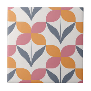 Scandinavian floral pattern, retro style, mid cent tile