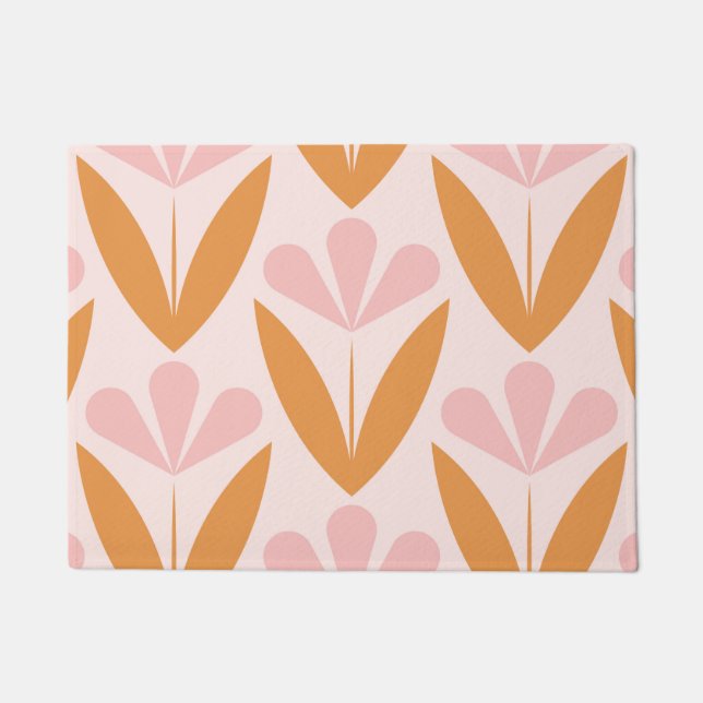 Scandinavian floral pattern,retro style,mid centur doormat (Front)