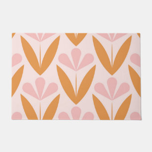 Scandinavian floral pattern,retro style,mid centur doormat