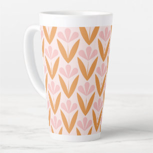 Scandinavian floral pattern,retro style,mid centur latte mug