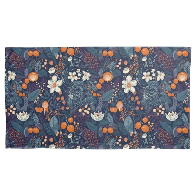 Scandinavian Floral Print Pillowcase (Front-Left)