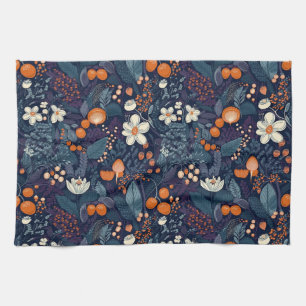 Scandinavian Floral Print Tea Towel