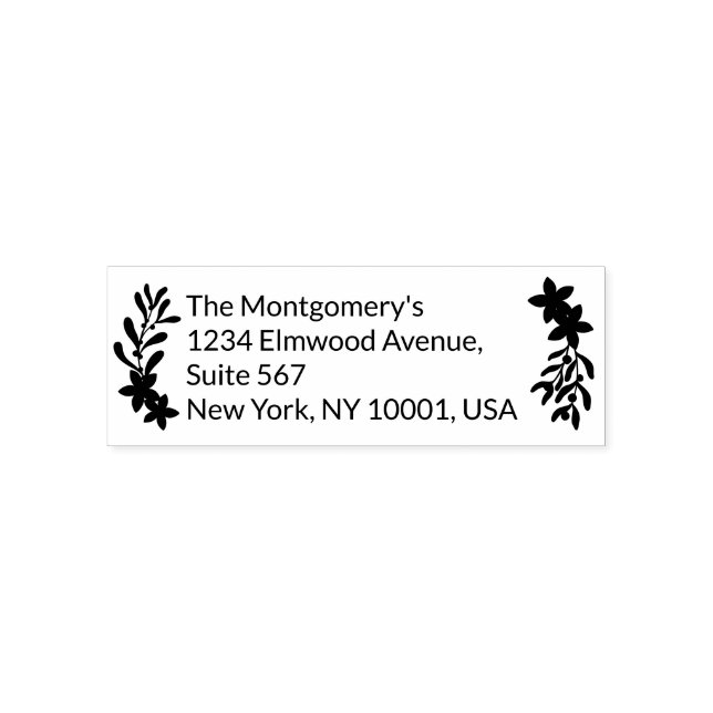 Scandinavian Floral Return Address Self-inking Stamp (Design)