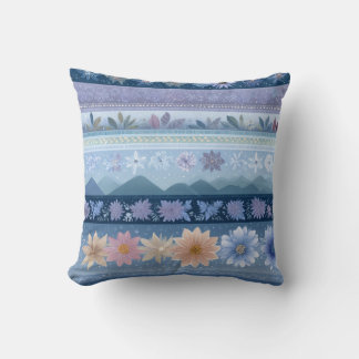 Scandinavian Floral Stripe Landscape Throw Pillow