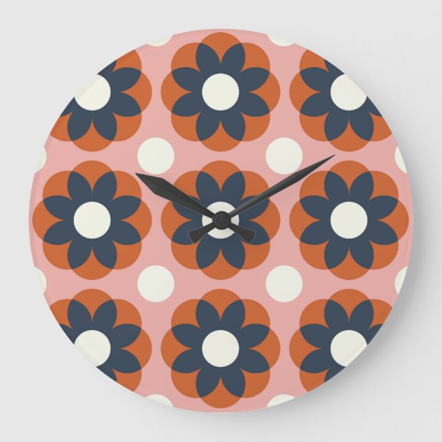 Scandinavian Floral: Vintage Seamless Design Large Clock (Front)