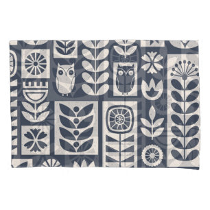 Scandinavian Floral: White, Blue, Minimalist. Pillowcase