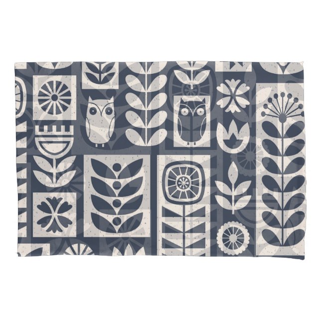 Scandinavian Floral: White, Blue, Minimalist. Pillowcase (Front)